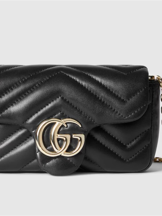 Gucci Handbags - Gucci Black Chevron Quilted Leather Crossbody with Gold GG